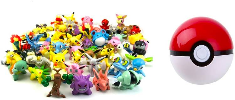 FOZZO-SK New Pokemon Combo 24 Random Rare Tiny Figures and One Random Poke Ball Set