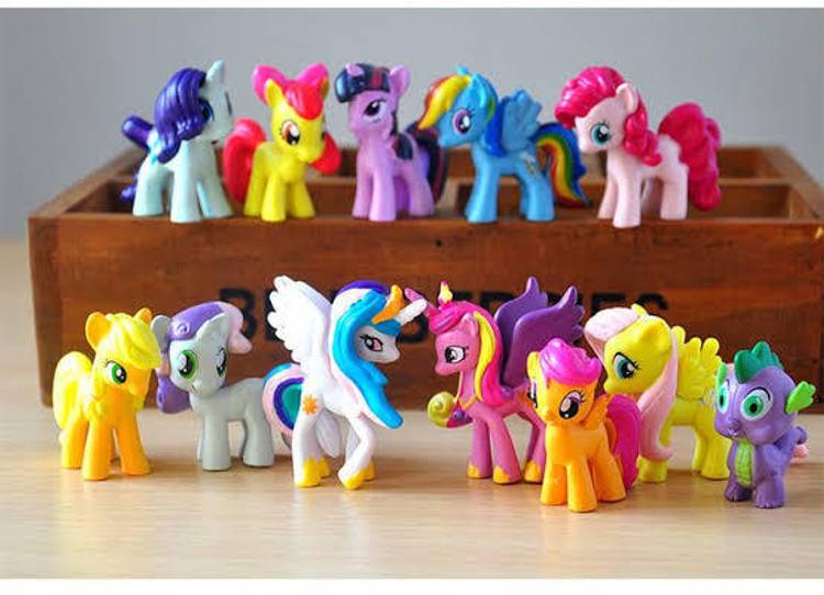 Raregets Cute Unicorn Little Pony Set (12 Pcs/6cm), Mini Horses, Kids Play Set, Best Gift