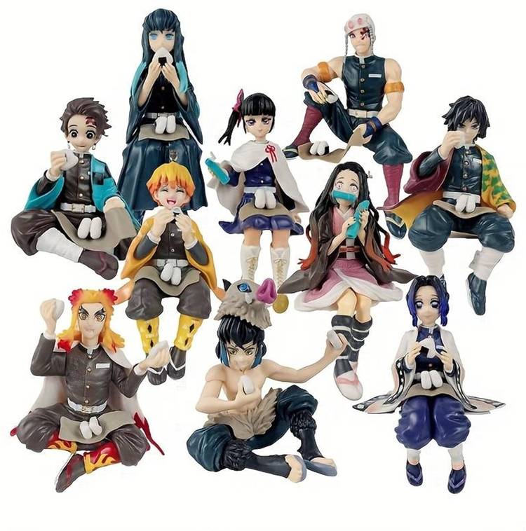 RVM Toys Demon Slayer Action Figure Set of 10 Size 16.5-14CM Toy for Office Study Table