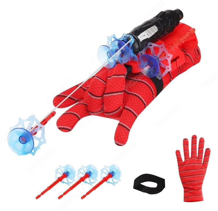 PICKNIES Spiderman Web Shooters Toy with Gloves For Kids, Web Dart Launcher Wrist Toy Set