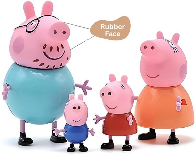 Zordik Peppa Pig Family Set of 4, Best Gift for Kids - Pepa Pig, George, Daddy Pig