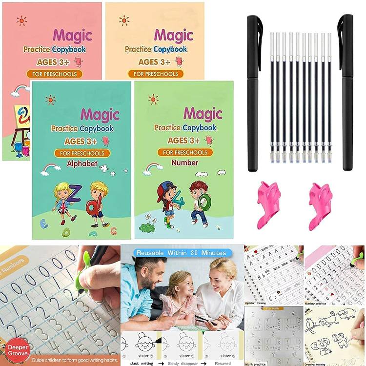 Calista Magic Reused Practice Copybook for Kids Calligraphy Handwriting Exercise 4 book