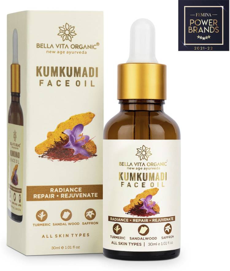 Bella vita organic Kumkumadi Face Glow Oil for Dry to Normal Skin with Sandalwood, Saffron, Turmeric & Sesame Oil 35 ml Price in India