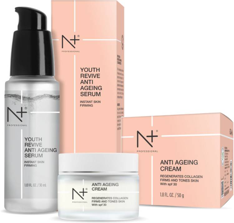 N PLUS Anti Ageing Kit (Cream+Serum), Regenerate Collagen,Firms & Tones Skin With SPF30 Price in India