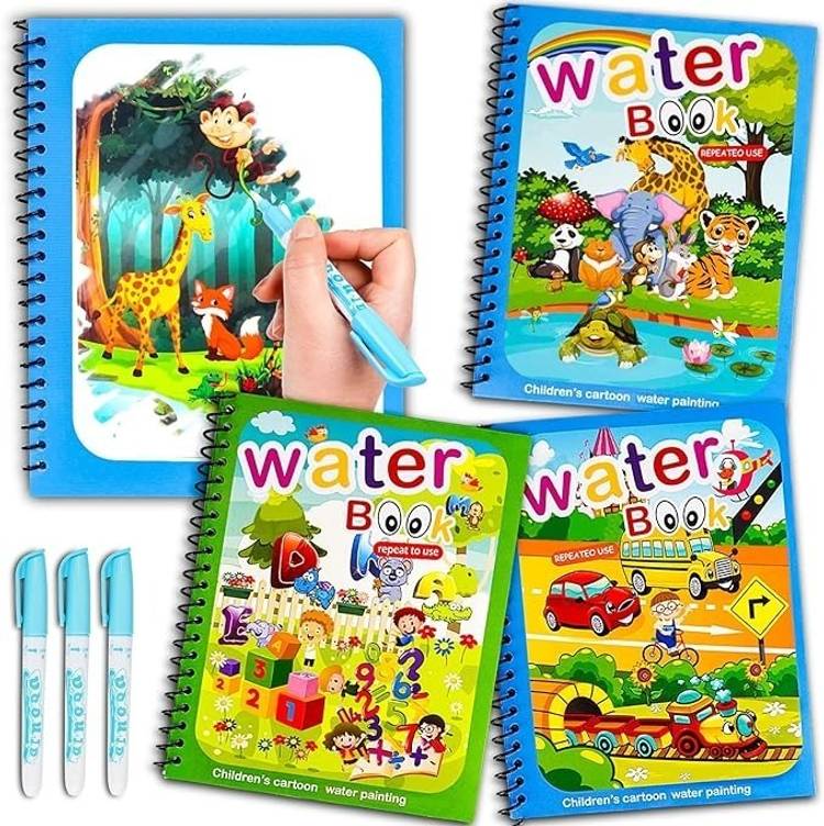 SCHNAPPI Kids Reusable Magic Water Coloring Books | 4 Books