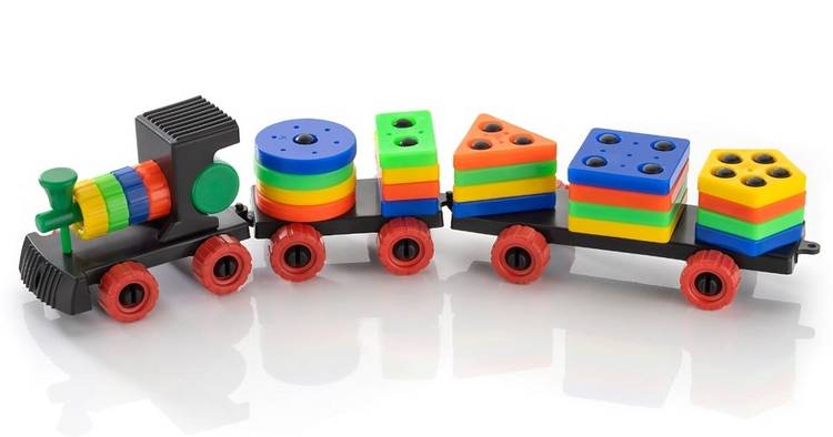 VrajVilla Blocks Puzzle Geometric Train Early Learning Educational Toy