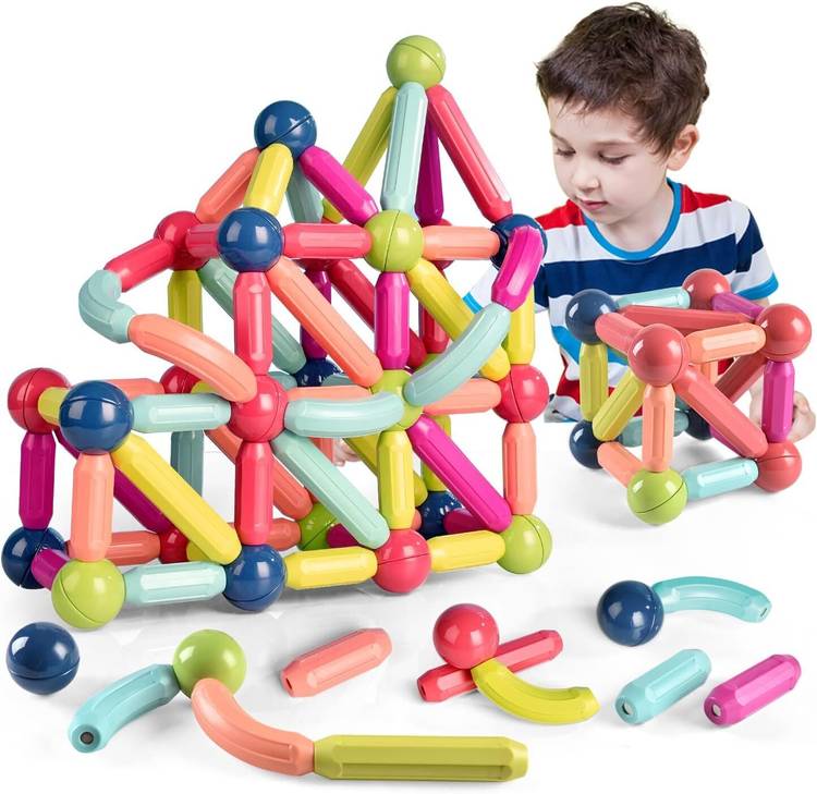 BAREPEPE 25 Piece Magnetic Building Blocks Set for Kids Magnet Sticks