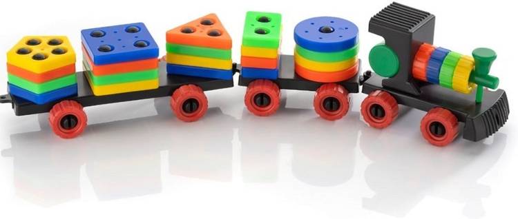 VrajVilla Plastic Train Toddler Toys, 4 Shape Sorter and Stacking Educational