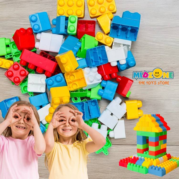 MIDZONE DIY Big Mega Size Premium 80Pcs Plastic Building Blocks for Kids