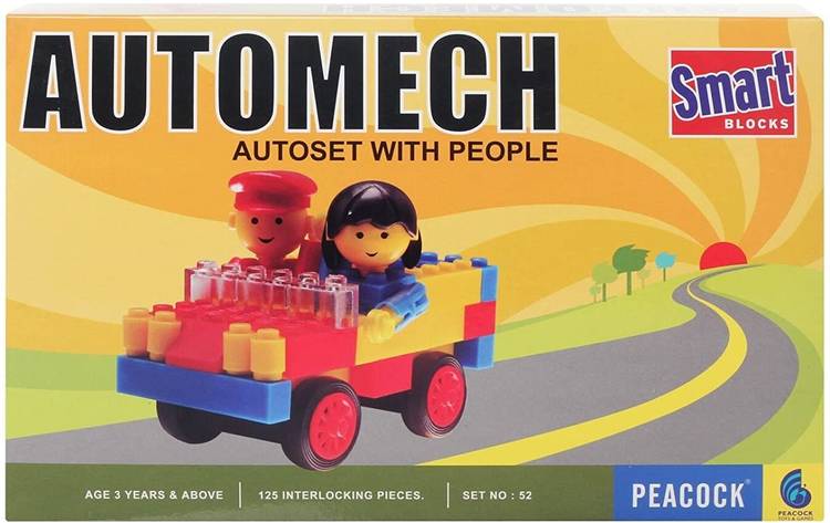 AKTOON TOYS Automech Autoset With People 125 Pieces Blocks For Kids