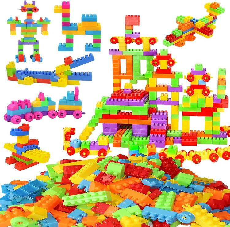 AEXONIZ TOYS Plastic Building Blocks Game Toy Set for 3-8 Years Old Kids Boys & Girls,Random Color,200+ Piece (New Building Block Toys)