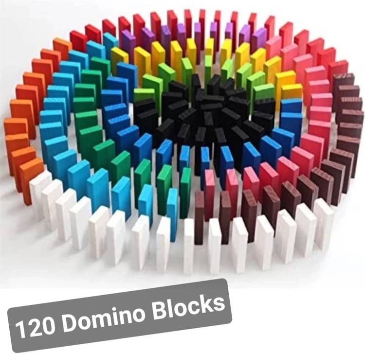 Mira Farmcraft 100 Pc 10 Color Wooden Dominos Blocks Set, Kids Game Educational Play Toy Wooden
