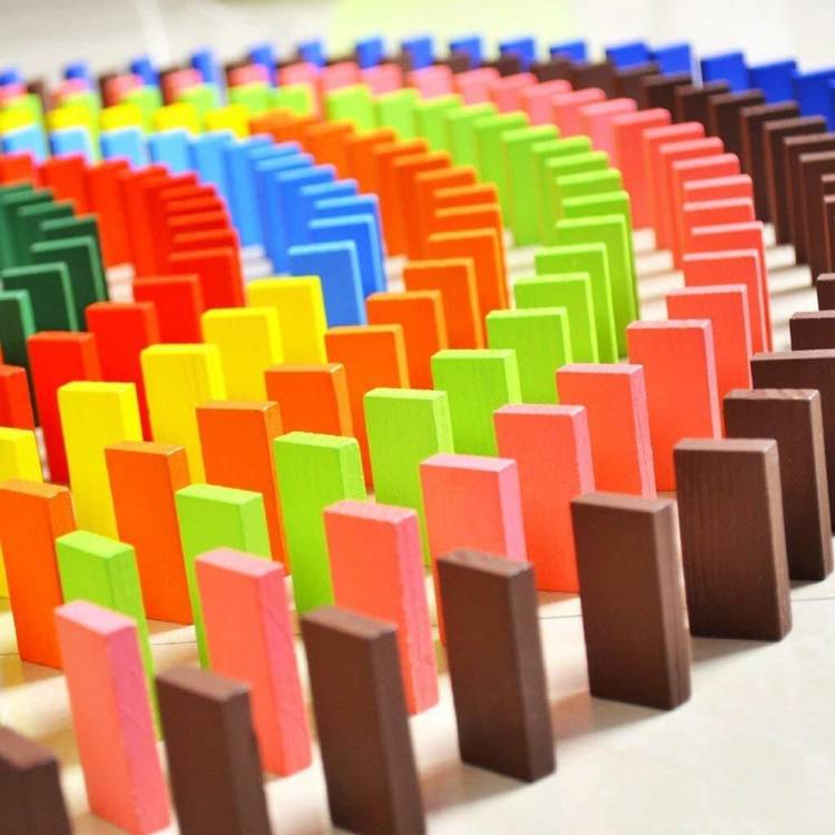 AEXONIZ TOYS {100 Piece} 12 Color Wooden Domino Building Blocks Educational Toys For Kids 4+