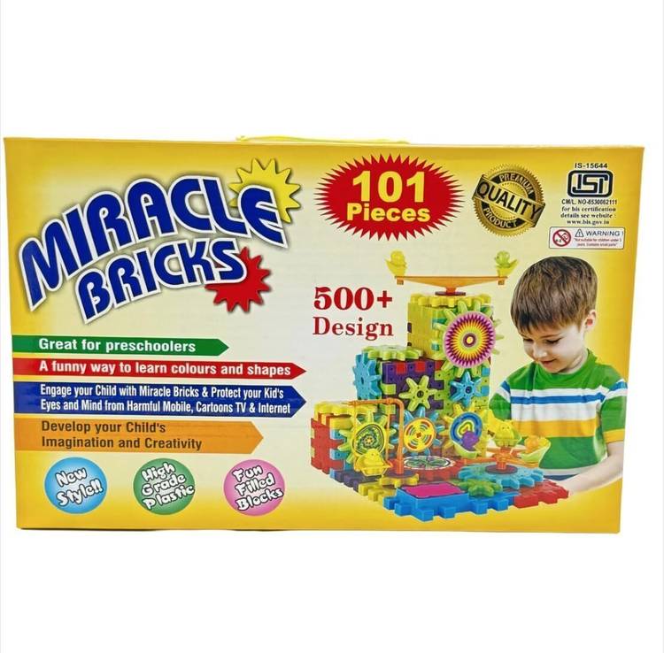 Time 2 toys Miracle Brick Motorized Spinning Gear Building Block Interlock Toy 101 Pcs Kids