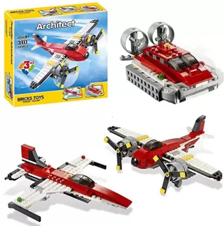 SR Toys 241 Pcs Plane and Boat 3 in 1 Building Blocks Toy Lego for Boys and Girls