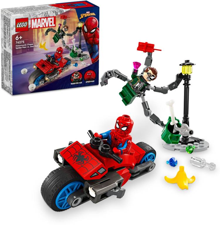 LEGO Marvel Motorcycle Chase: Spider-Man vs. Doc Ock 76275 (77 Pieces)