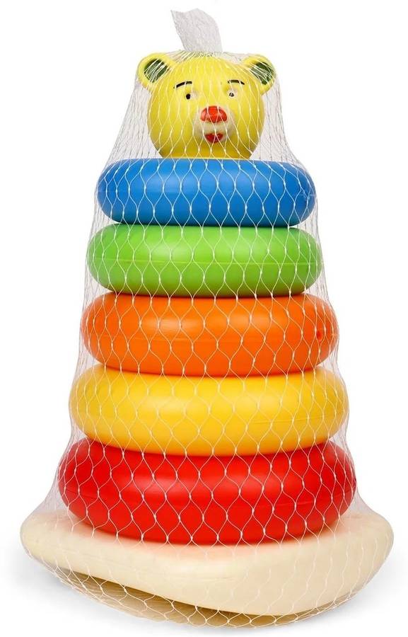 LYZAHS Teddy Stacking Ring Educational Tower Construction Toy for Toddlers (6 Ring)