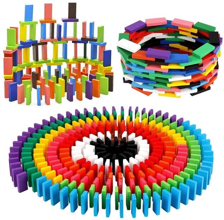 Nutshell 120 pcs 12 Color Wooden Dominos Blocks Set for Kids