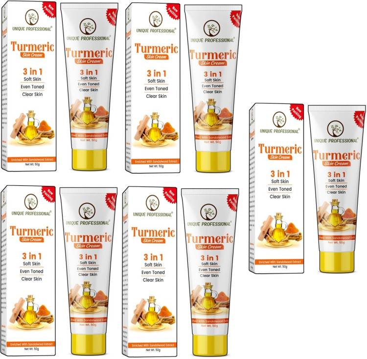 UNIQUE PROFESSIONAL Turmeric Skin Cream 3 in 1 Soft Skin Even Toned Clear Skin Pack of 5 Price in India