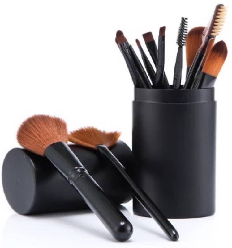 teayason Beauty Extra Soft 12 Piece Premium Makeup Brushes Set , Black with Storage Box Price in India