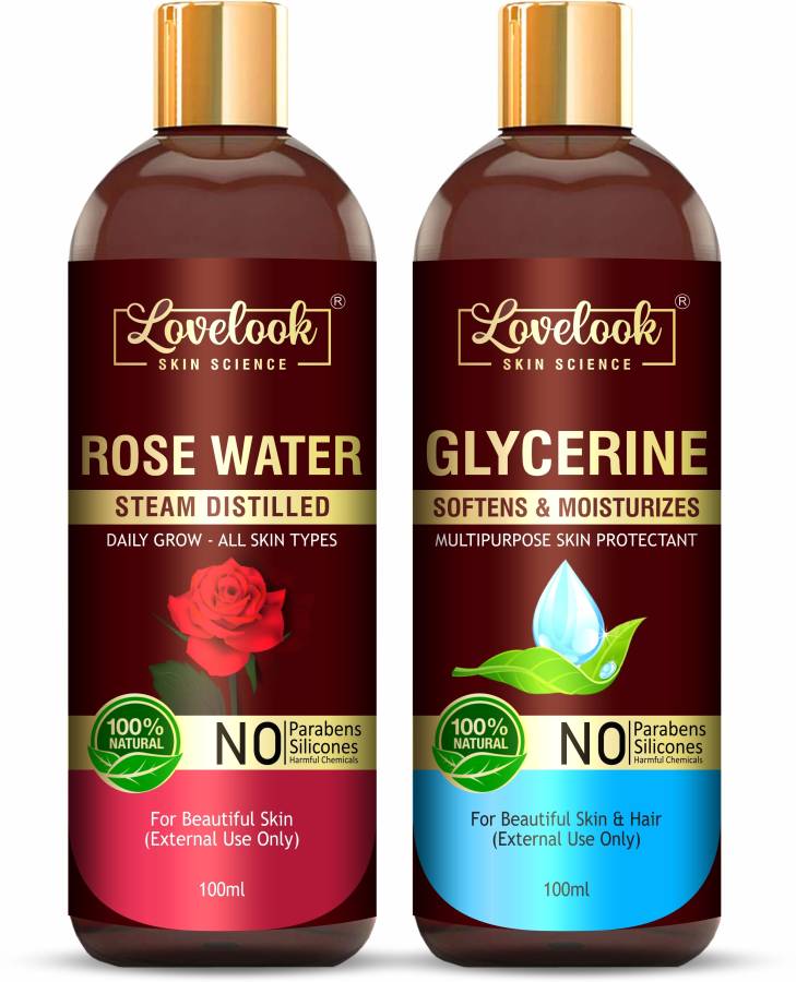 Lovelook Glycerin and Rose Water for Beauty and Skin Care - Combo Pack Price in India