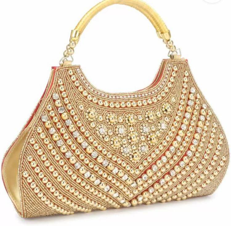 Party, Casual Red, Gold  Clutch Price in India