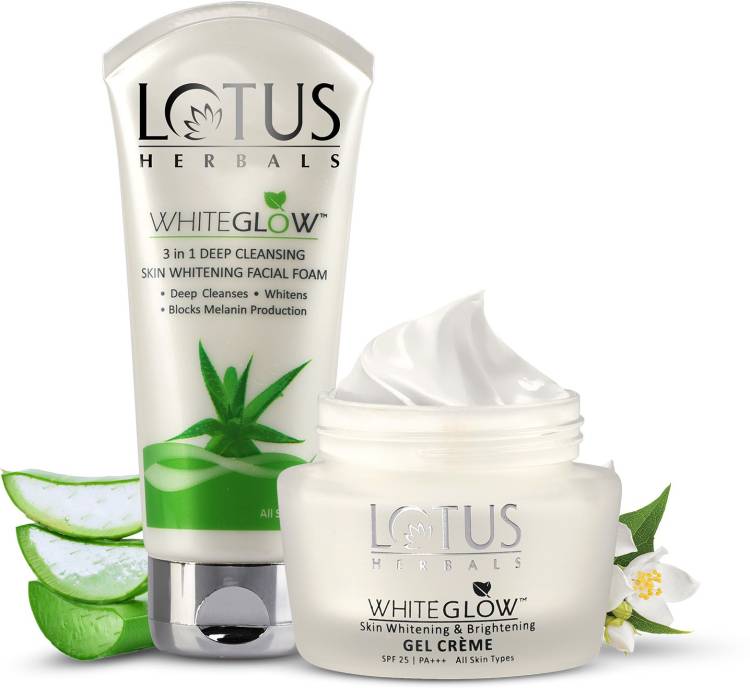 LOTUS HERBALS Whiteglow Gel Cream SPF 25 Pa +++, 60g With 3 In 1 Deep Cleaning Facial Foam, 100 gm Price in India