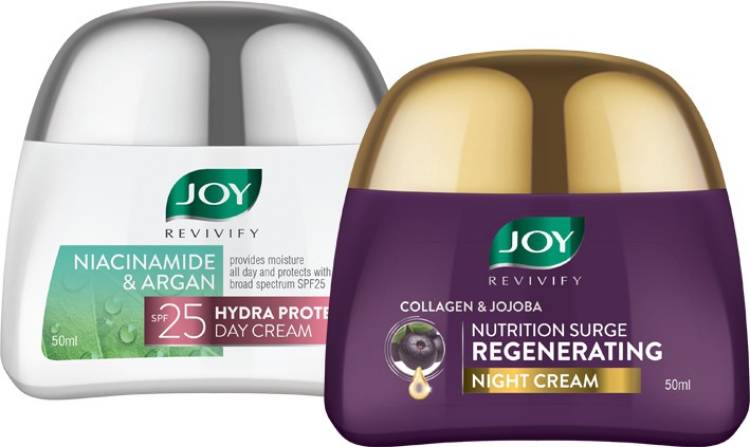Joy Revivify Niacinamide & Argan Day Cream with SPF-50ml | Revivify Collagen & Jojoba Night Cream 50ml ( Combo Pack ) Price in India