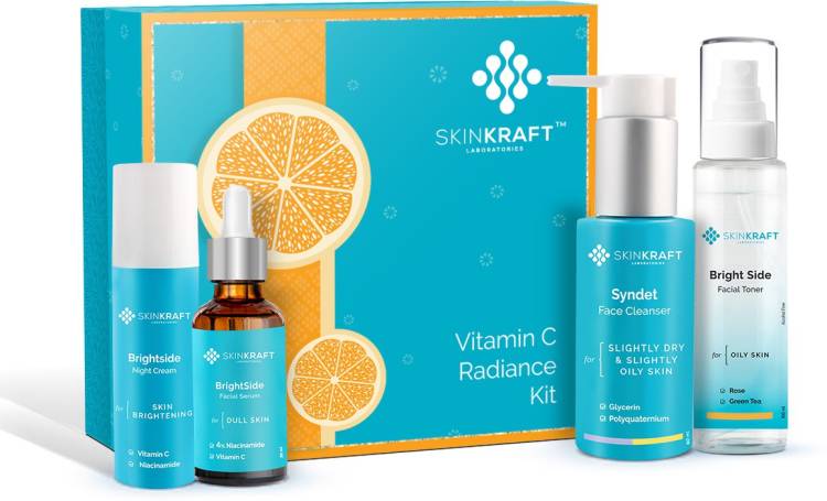 Skinkraft Vitamin C Radiance Kit, Face Wash + Night cream + Face Serum + Facial Toner - Pack Of 4 Price in India