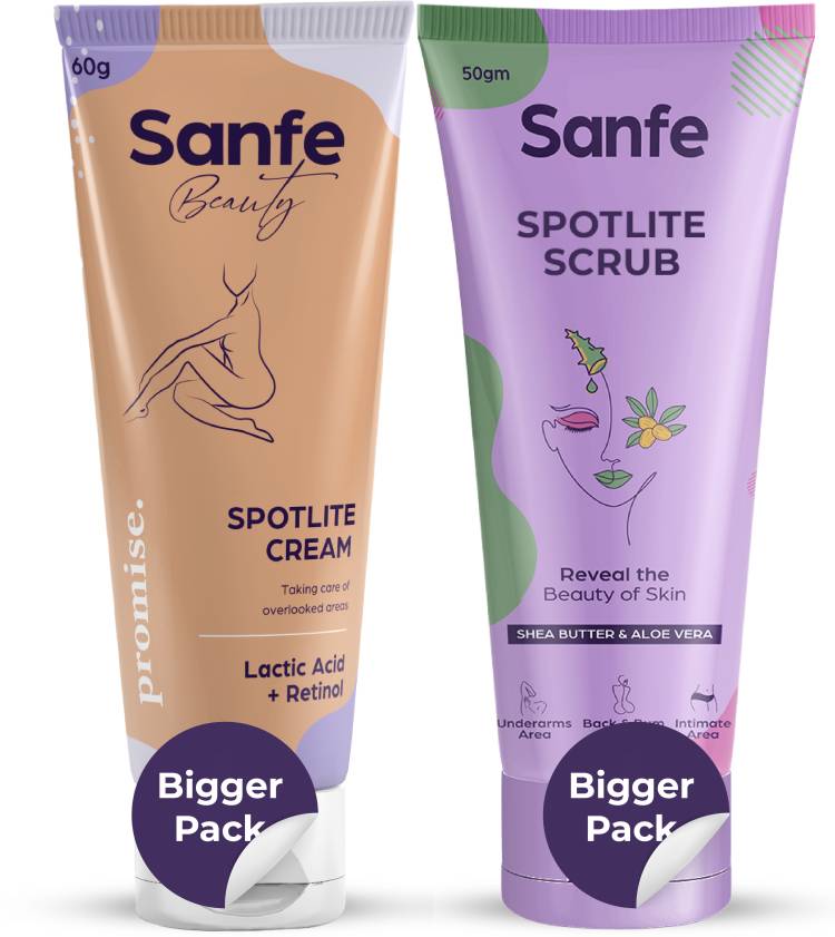 Sanfe Spotlite Brightening & Exfoliating Kit|For Dark Patches, Detanning & Skin Tightening Price in India