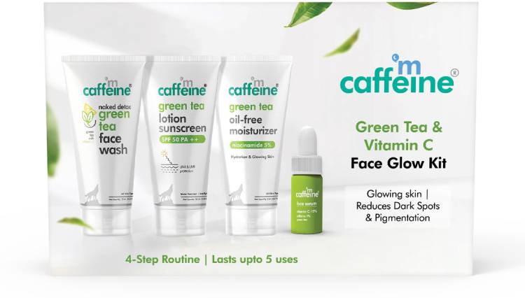 mCaffeine Green Tea Vitamin C Facial Kit for Blemish Free, Glowing Skin, reduce dark spots Price in India