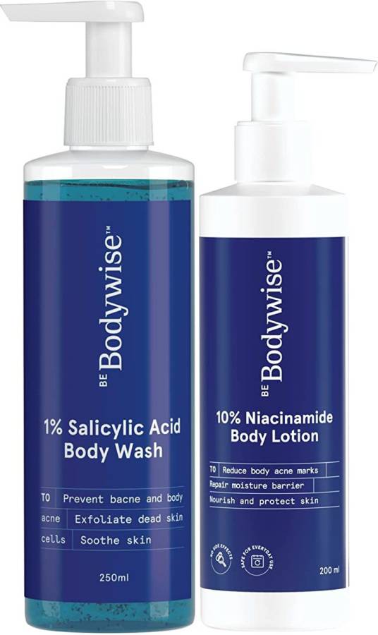 Bodywise 1% Salicylic Acid Body Wash 200ml | 10% Niacinamide Body Lotion 200ml Price in India