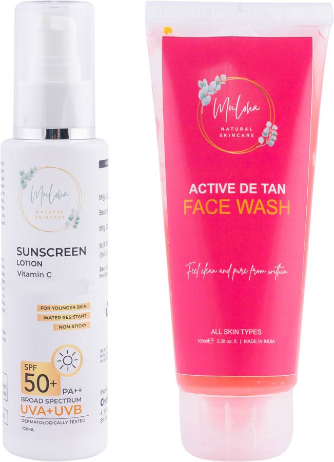 Muloha Sunscreen lotion and detan face wash combo Price in India