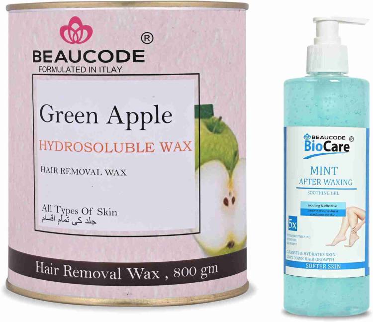 Beaucode Professional Rica Green Apple Hair Removing Wax 800 gm + Mint After Waxing Gel 500 ml ( Pack of 2 ) Price in India