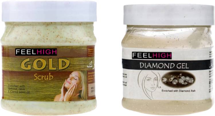 feelhigh Face & Body Gold Scrub-500gm & Diamond Gel 500gm- Skin care products Price in India