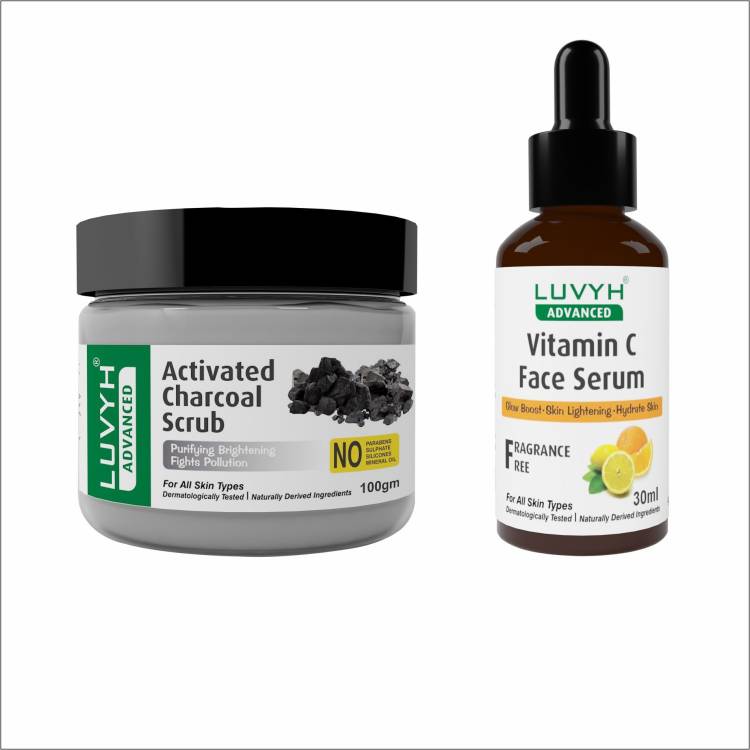 LUVYH Activated Charcoal Scrub-100gm and Vitamin C Face Serum 30ml Price in India