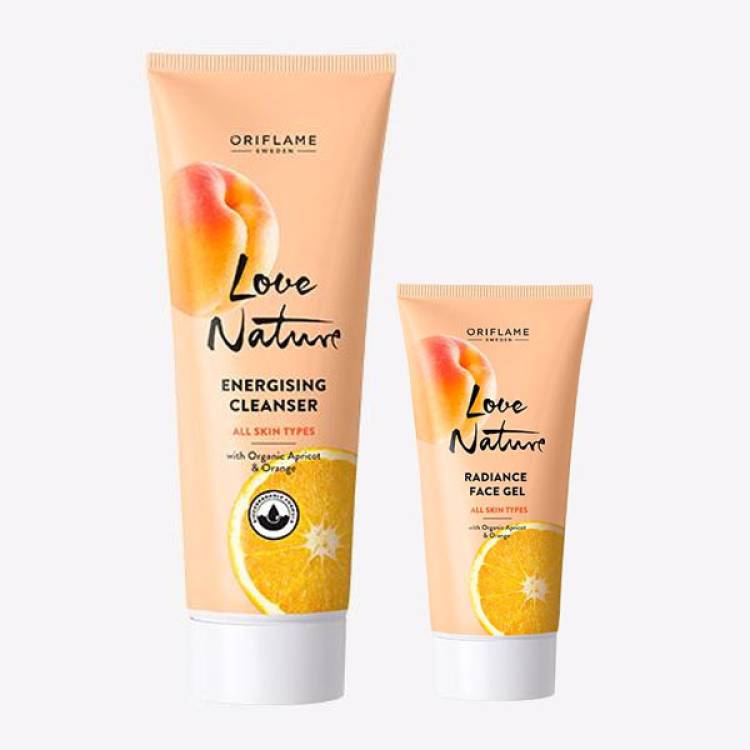 Oriflame LOVE NATURE Energising Cleanser with Organic Apricot & Orange 125 ml , Radiance Face Gel with Organic Apricot & Orange 50 ml Price in India
