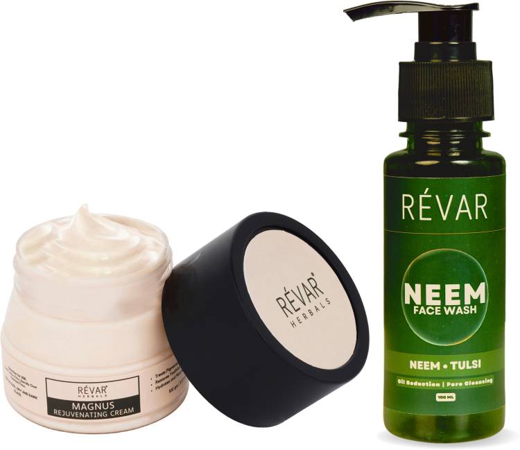 Revar Magnus Rejuvenating Herbal Face Cream and Neem Face Wash with Tulsi for Anti-acne & Pimple’s cleanser Price in India