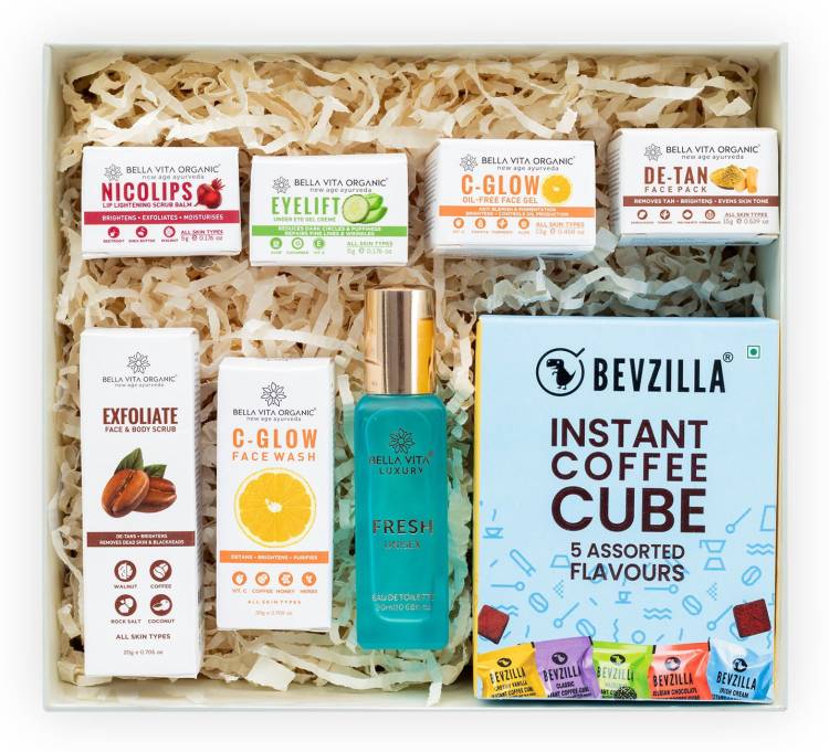 Bella vita organic Personal Care Discovery Kit | Brighten, Nourish, Exfoliate, Unisex Perfume, Coffee Cubes Price in India