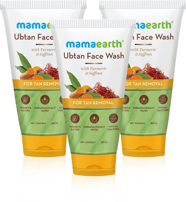 MamaEarth Ubtan Natural  with Turmeric & Saffron (Pack of 3) Face Wash Price in India