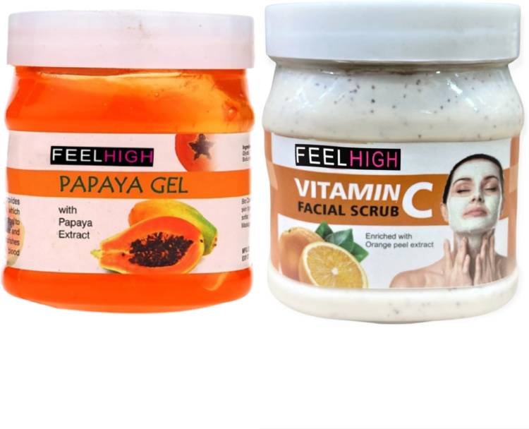 feelhigh Face & Body Papaya Gel 500ml And Vitamin C Scrub 500ml -Skin care Products Price in India