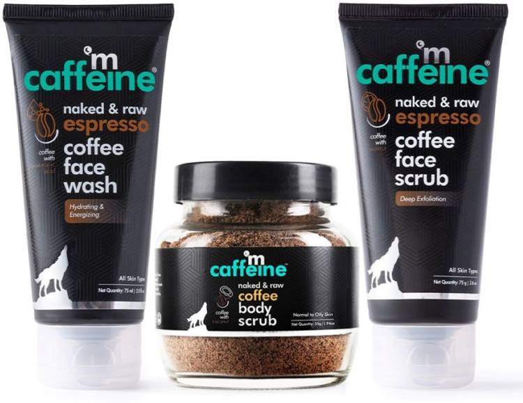 mCaffeine Get Addicted To Good Coffee Skincare Kit with Body Scrub, Face Scrub & Face Wash Price in India