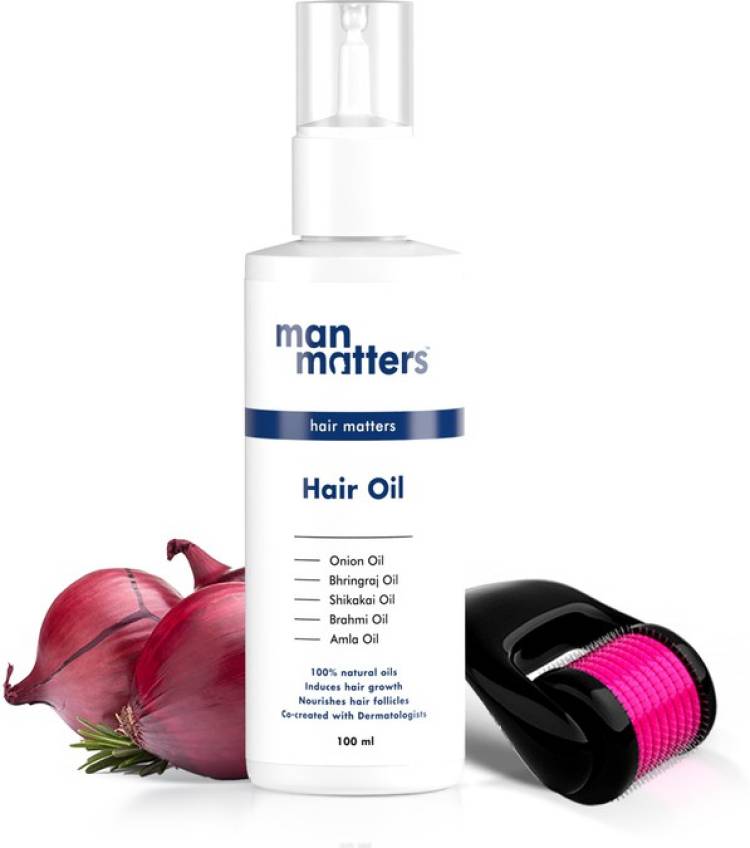 Man Matters Onion Hair Growth Oil for Men (100 ml) | Derma Roller (0.5 mm Titanium Alloy) Price in India