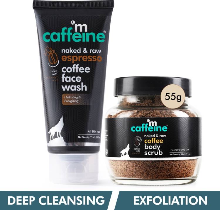 mCaffeine Face & Body Care Combo with Coffee Body Scrub & Face Wash - Cleanse & Exfoliate Price in India