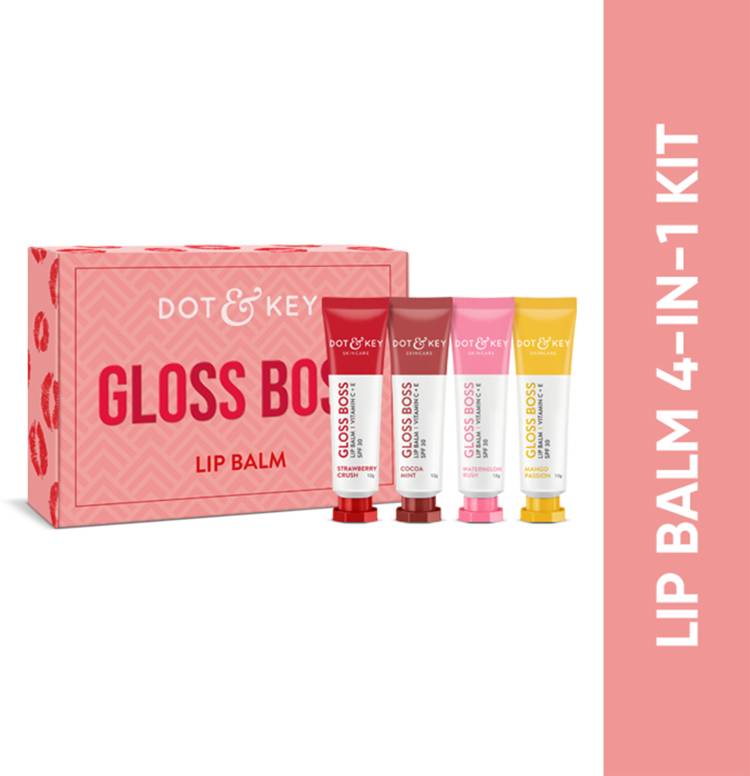 Dot & Key Gloss Boss Lip Balm 4 pc Kit Spf 30 I Vitamin C + E Price in India