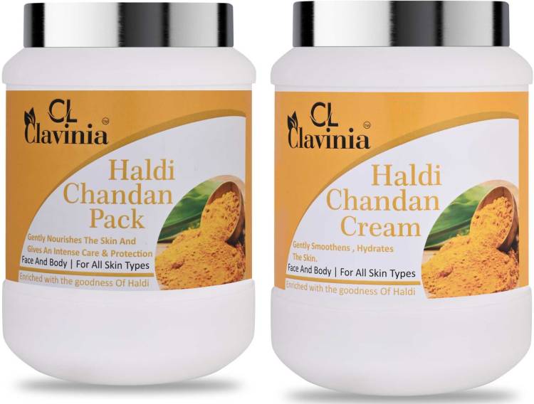 CLAVINIA Haldi And Chandan Pack 1000 ml + Haldi And Chandan Cream 1000 ml ( Pack Of 2 ) Price in India