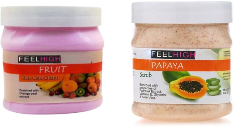 feelhigh Face & Body Fruit Cream -500gm & Papaya Scrub 500gm- skin care products Price in India