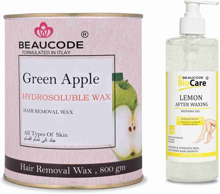Beaucode Professional Rica Green Apple Hair Removing Wax 800 gm + Lemon After Waxing Gel 500 ml ( Pack of 2 ) Price in India