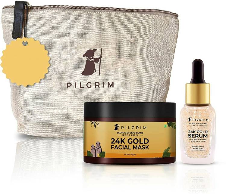 Pilgrim 24K Gold Facial Kit| 24K Gold Face Mask Pack | 24K Gold Serum For Women & Men Price in India