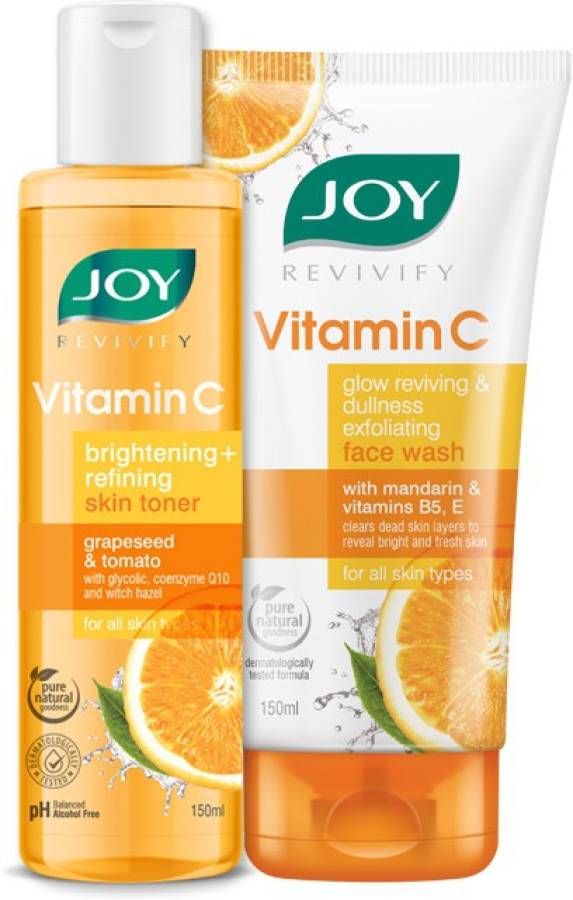 Joy Revivify Vitamin C Face Wash 150ml | Revivify Vitamin C Brightening Skin Toner 150ml ( Combo Pack ) Price in India